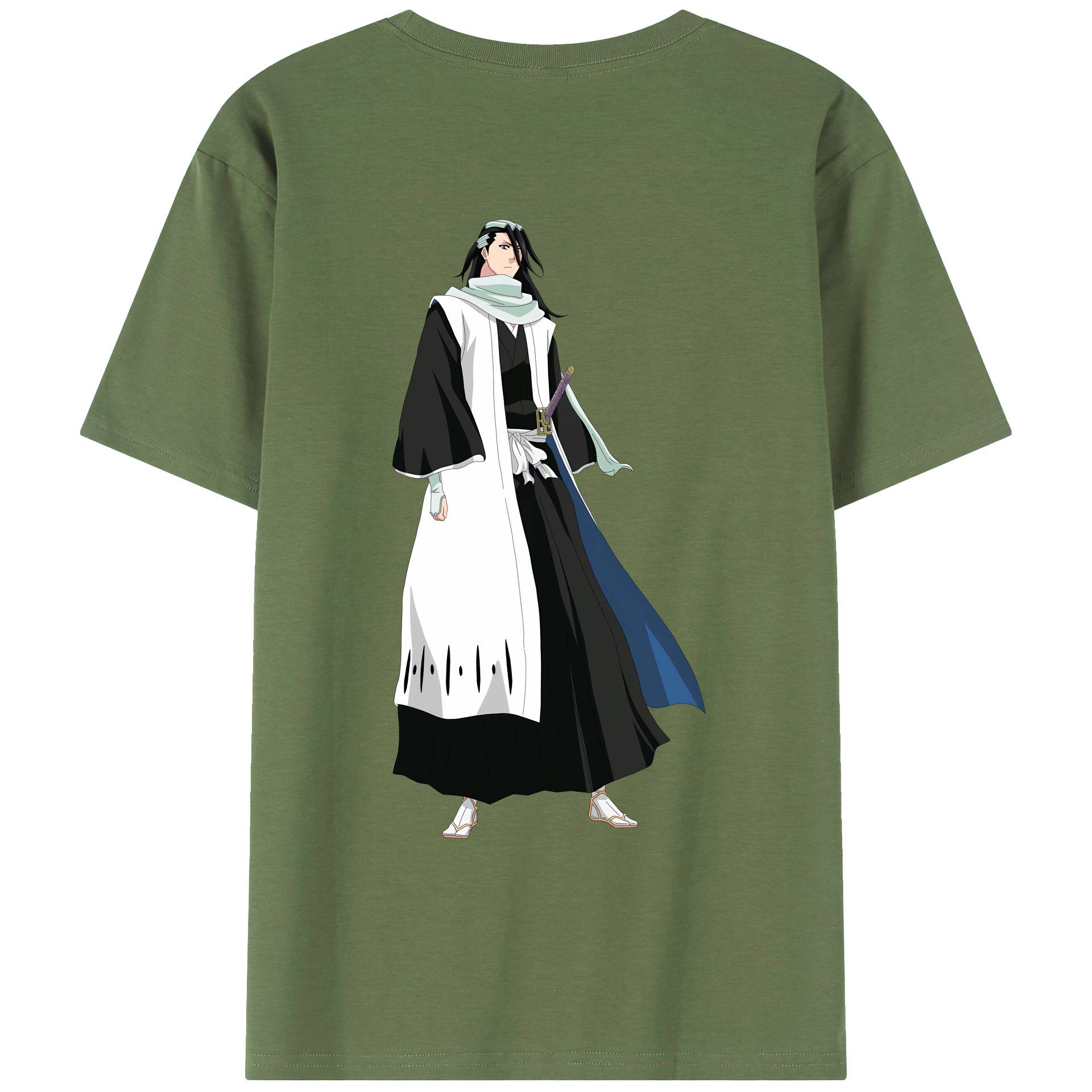 （画像用） ブリーチ くちき びゃくや BLEACH Kuchiki Byakuya 綿100％ メンズ半袖Tシャツ（バックプリント） 通気性